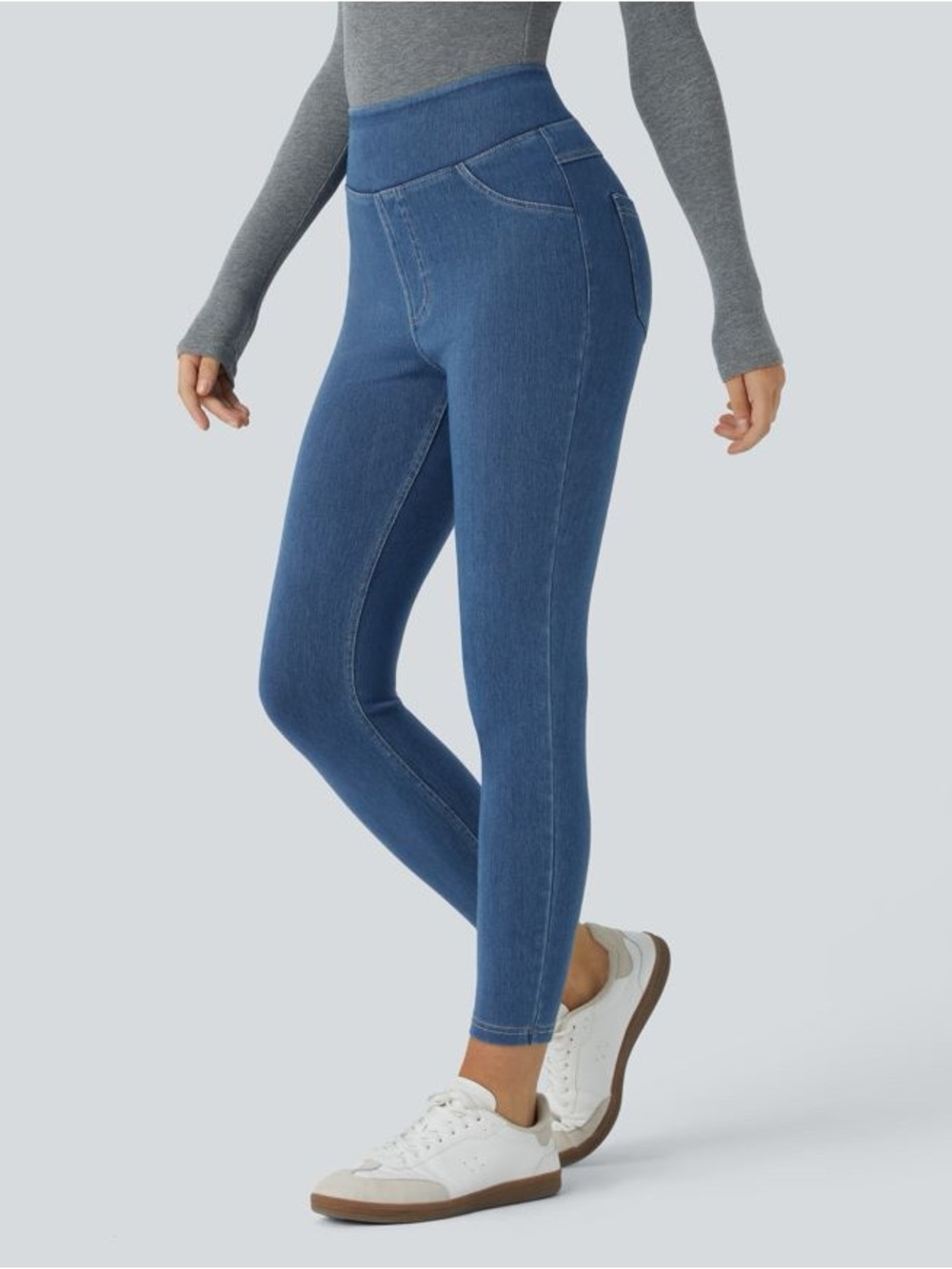 Halara Flex™ High Waisted Pocket Denim Casual Leggings Sz Small